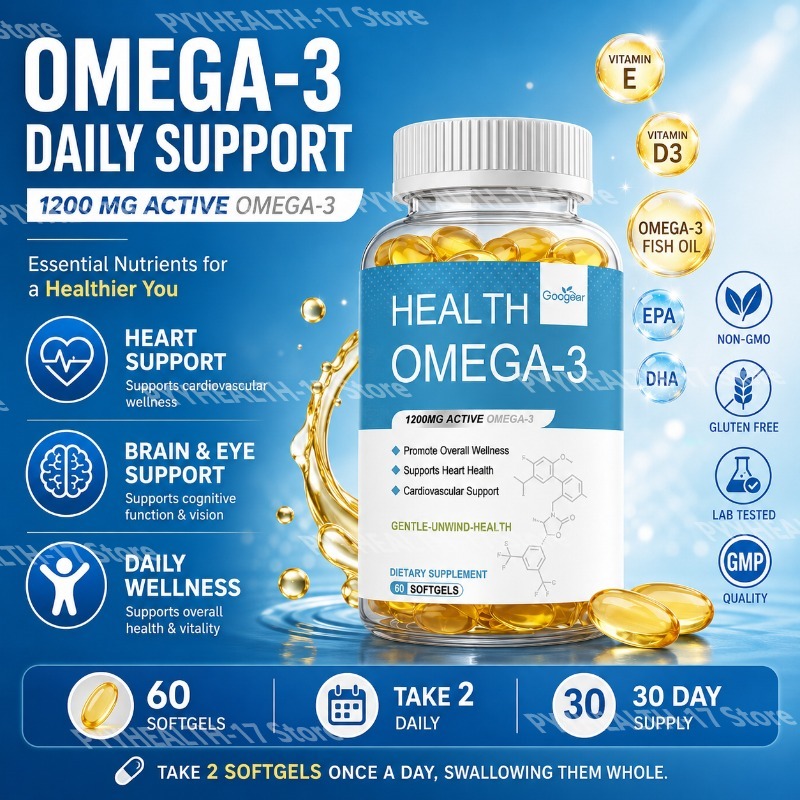 Omega 3 Fish Oil - Omega-3 Softgels dengan 1200 Mg Omega-3